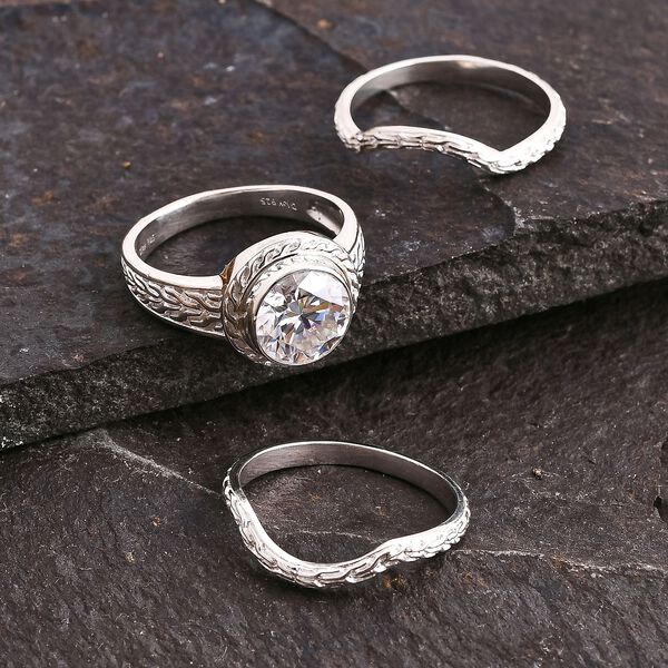 D'Joy Royal Bali Rundschliff Moissanit Ringe und Anh&auml;nger in 925 Silber image number 2