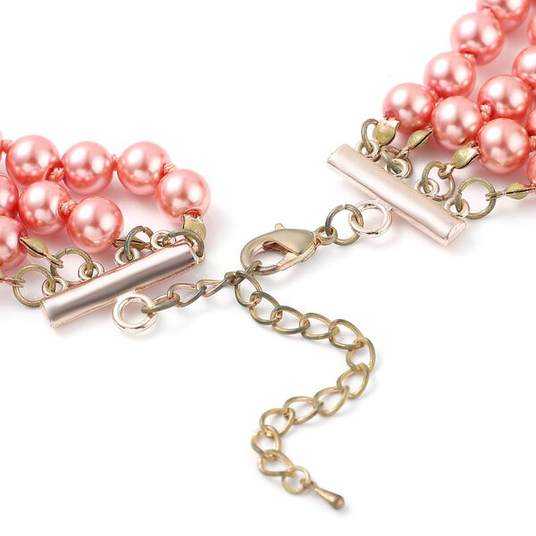 Glasperle, Kunststoff Perle mehrreihige Halskette ca. 56 cm+ 7.5 cm extender, Eisen rosévergoldet image number 4