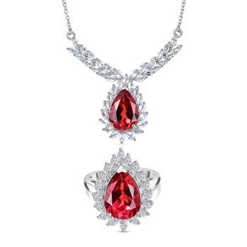 D'Joy Labor Padparadscha Saphir und Topas Ring und 50cm Halskette