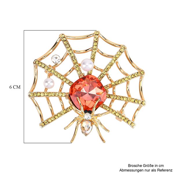 Kunststoff Perle, Mehrfarbiger Kristall Brosche  Gelb image number 5