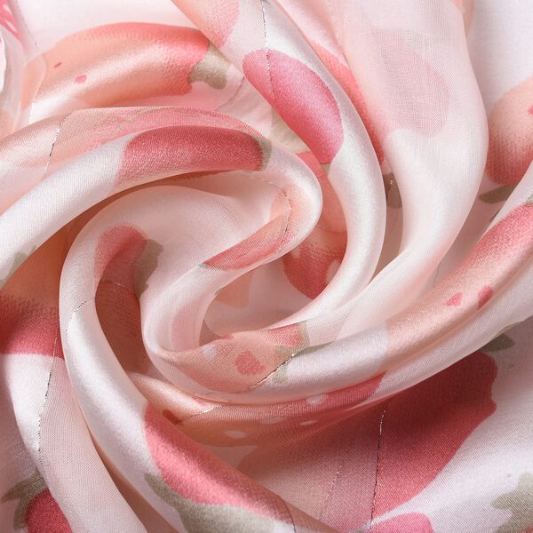 LA MAREY: Bedruckter Schal aus 100 % Maulbeerseide, Erdbeermuster, inkl. Geschenkbox, Weiß-Rot  image number 5