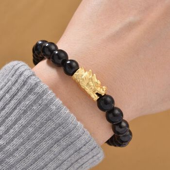 Shungit Armband, flexibel, 925 Silber vergoldet ca. 75.00 ct