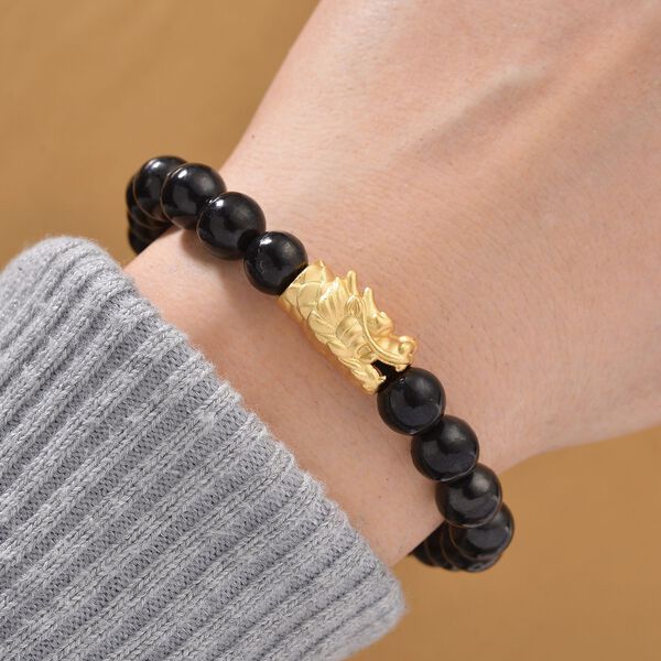 Shungit Armband, flexibel, 925 Silber vergoldet ca. 75.00 ct image number 2