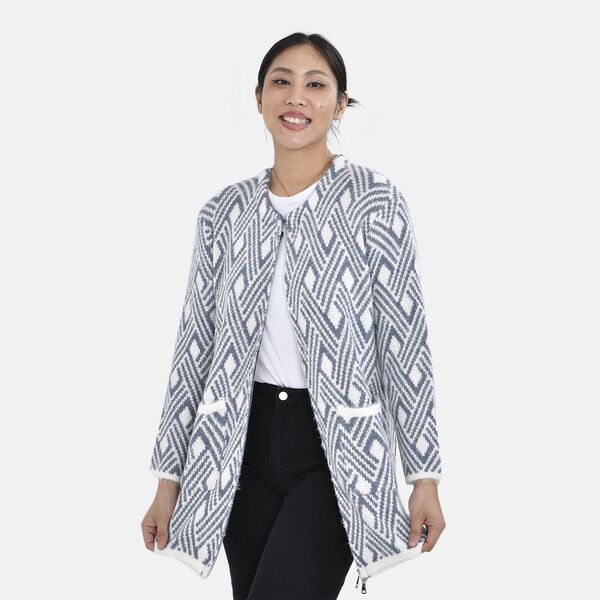 Unisize Cardigan, blau weiß gestreift image number 3