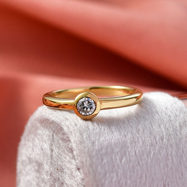 LUXURIANT VS-EF Labor Diamant Ring, 925 Silber 750 Gelbgold Vermeil - 0,25 ct. image number 1