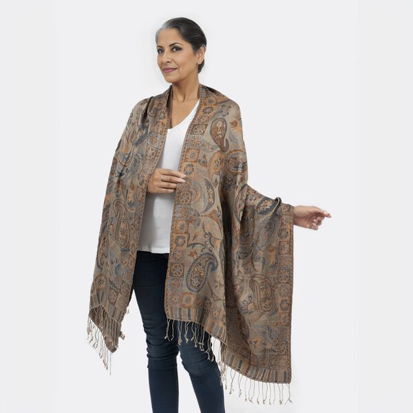 Premium Kollektion - gewebter Schal, Erdfarben image number 2