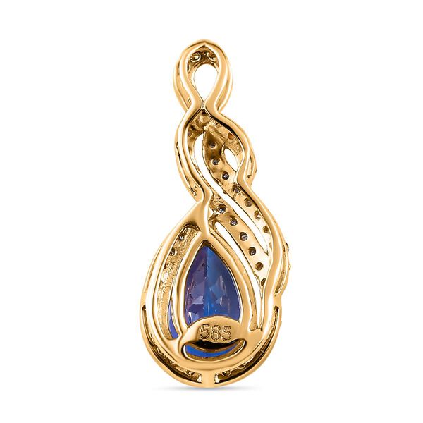 AAA Tansanit und Diamant-Halo-Anh&auml;nger in 585 Gold, 1,66 ct. image number 4