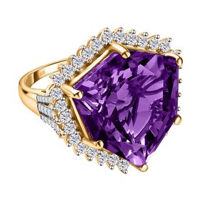 AA afrikanischer Amethyst und Zirkon-Ring - 24,48 ct.