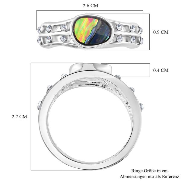 J Francis gefertigt mit SWAROVSKI- Abalone Muschel und wei&szlig;er Kristall Ring in Silberton image number 7