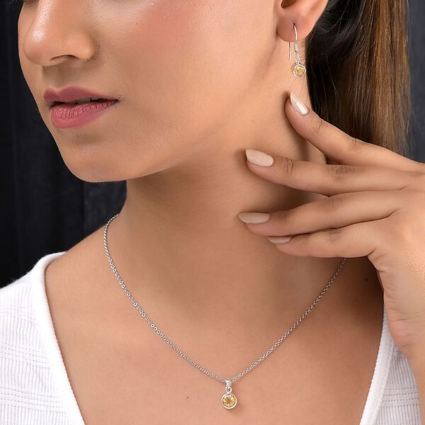 Citrin-Anh&auml;nger mit Kette und Ohrringe, 925 Silber Edelstahl, ca. 2.58 ct image number 3