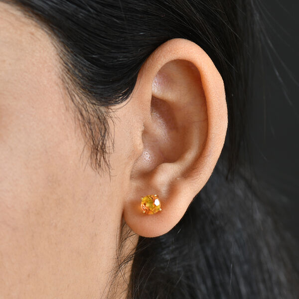 Sphaleros Quarz Ohrringe 925 Silber 750 Gelb Vergoldet ca. 2.23 ct image number 3