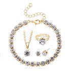 Wei&szlig;er Kristall Schmuckset Nickelfreies Messing Goldfarben, Flexibles (Gr&ouml;&szlig;e 17.00-18.00)