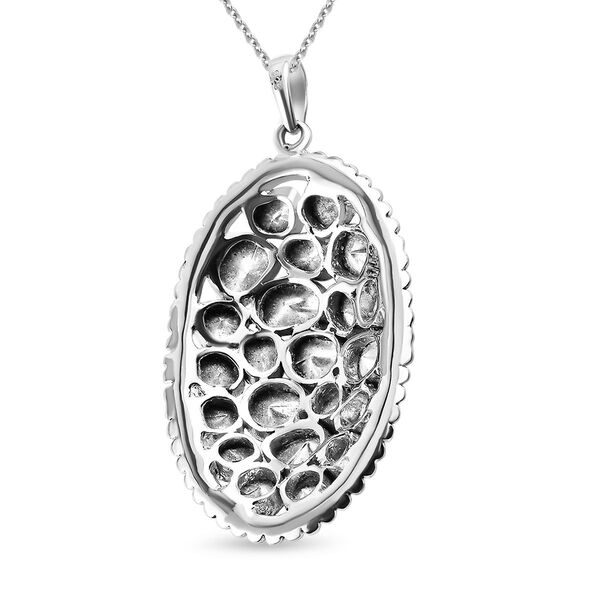 Handgearbeiteter, nat&uuml;rlicher Polki Diamant-Anh&auml;nger mit Kette, 925 Silber platiniert ca. 1,50 ct image number 5