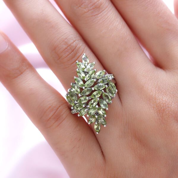 Natürlicher Peridot-Ring, 925 Silber platiniert  ca. 4,60 ct image number 3