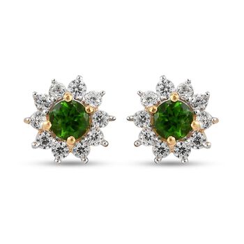 Nat&uuml;rliche Chromdiopsid und Zirkon-Ohrstecker - 1,15 ct.