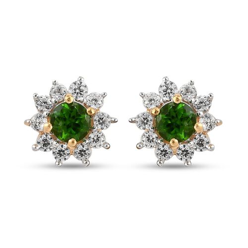 Natürliche Chromdiopsid und Zirkon-Ohrstecker - 1,15 ct. image number 0