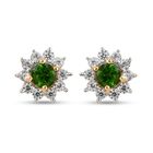 Natürlicher Chromdiopsid und Zirkon Ohrstecker 925 Silber vergoldet ca. 1,15 ct