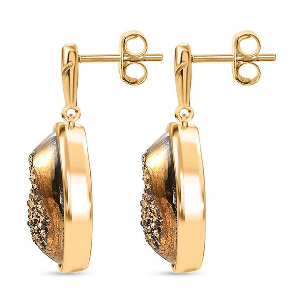 Goldene Drusy Quarz Ohrringe Messing ca. 18.90 ct image number 4