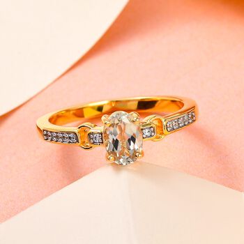 AAA Turkizit und wei&szlig;er Zirkon-Ring - 0,96 ct.