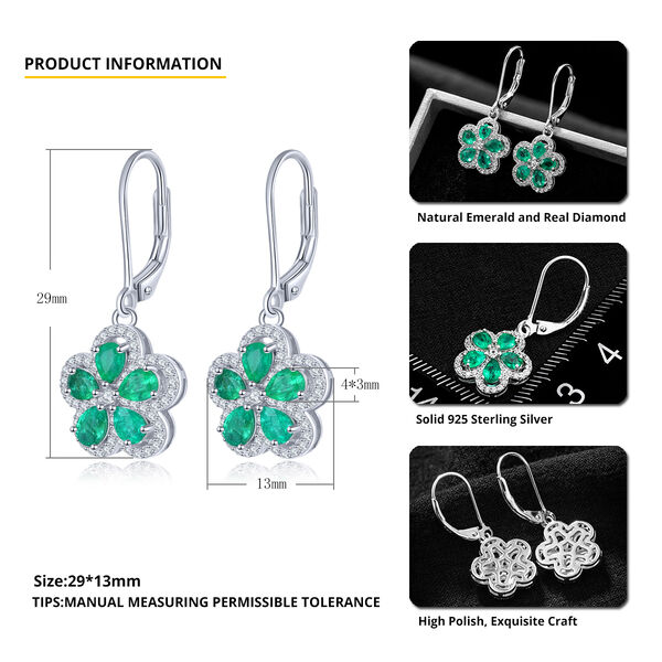 AAA Kagem sambische Smaragd und Zirkon-Ohrringe - 1,97 ct. image number 4