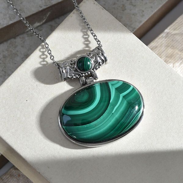 Malachit Schmuckset Edelstahl ca. 80.50 ct image number 2