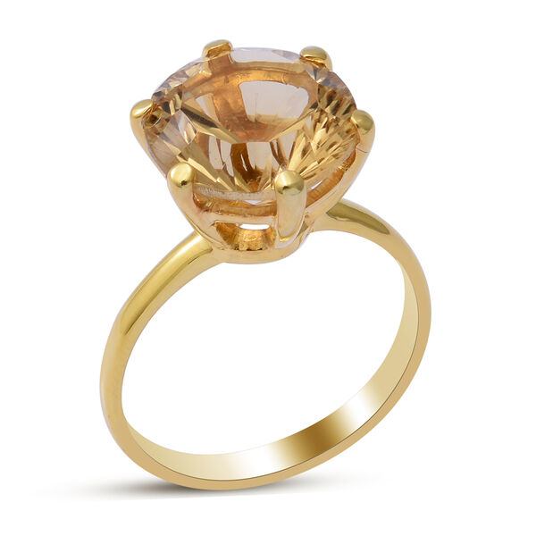 Citrin Solitär Ring 925 Silber Vergoldet image number 3
