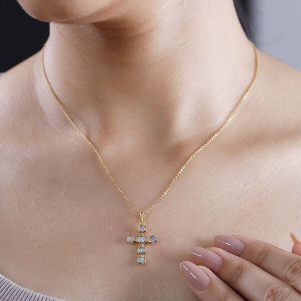 AA Nat&uuml;rlicher, &auml;thiopischer Welo Opal Anh&auml;nger 925 Silber vergoldet ca. 0.47 ct image number 3