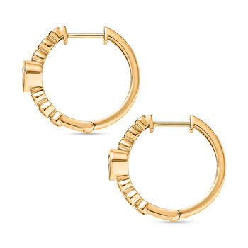 D'Joy AA Nat&uuml;rlicher Rhodolith Granat, Wei&szlig;er Zirkon Ohrringe 925 Silber 750 Gelb Vergoldet ca. 1.35 ct