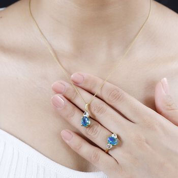 Pfau Triplett Quarz und Topas Schmuckset, 925 Silber 750 Gelbgold Vermeil - 5,75 ct.