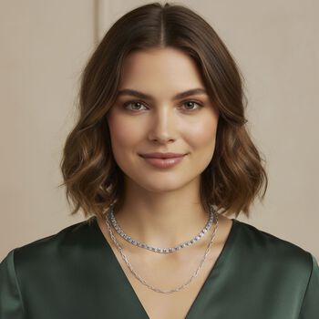 DESIGNER INSPIRIERT - 2er Fancy Ketten Set mit 5 cm Extender, Silberfarben