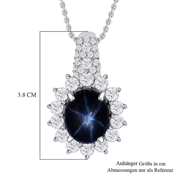 Stern blauer Saphir, Moissanit Anh&auml;nger 925 Silber rhodiniert ca. 7.54 ct image number 5