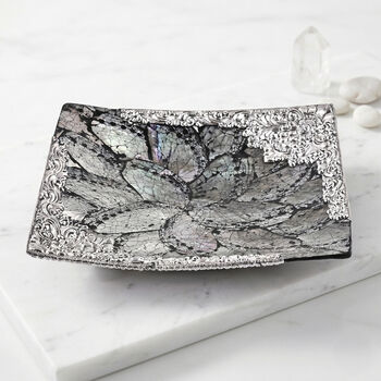 D'Joy Royal Bali- Abalone Muschel quadratische Dekoschale, 925 Silber, 18,5x18,5x3cm