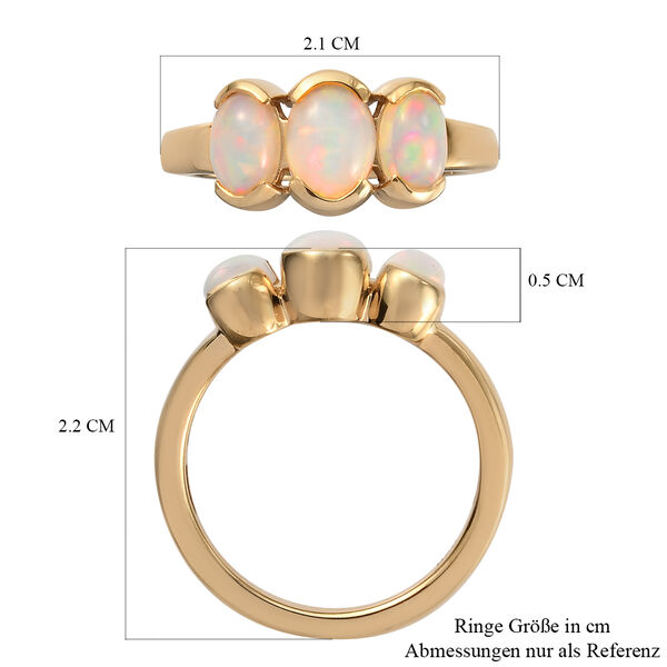 Nat&uuml;rlicher &Auml;thiopischer Opal 3 Stein Ring 925 Silber vergoldet  ca. 1,13 ct image number 6