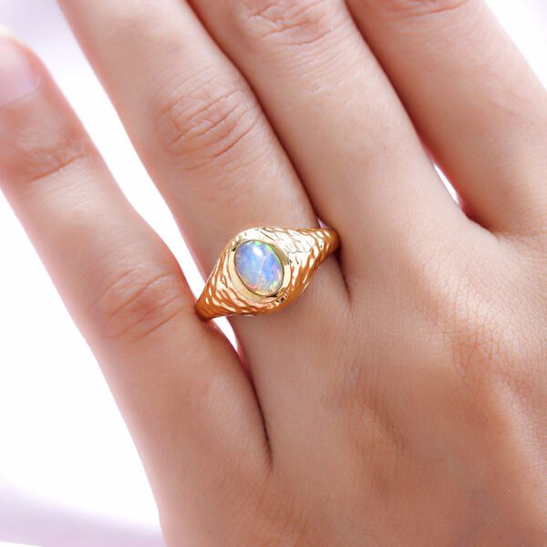 Natürlicher, äthiopischer Welo Opal-Ring, 925 Silber vergoldet  ca. 0,76 ct image number 3