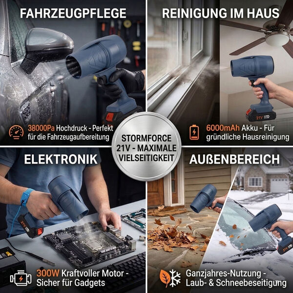 "Powerful dryer                                        Blowing dust, blowing snow, blowing leaves                                      Rated voltage :21v Blow speed: 38000pa Motor power :300W Switch method: Safety button Switch interface type :DC Power su image number 2