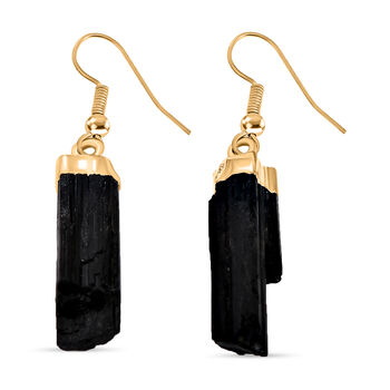 Schwarze Turmalin Ohrringe, goldfarben, ca. 25.00 ct