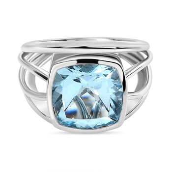Himmelblauer Topas Ring, 925 Silber platiniert (Gr&ouml;&szlig;e 16.00) ca. 6.29 ct