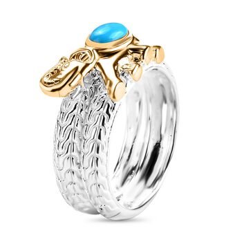 Royal Bali Kollektion- Amerikanischer nat&uuml;rlicher Sleeping Beauty T&uuml;rkis Elefant Ring - 0,83 ct.