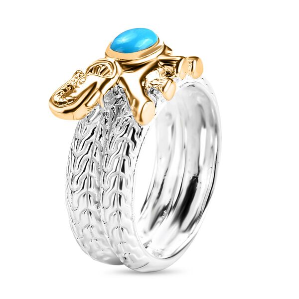 Royal Bali Kollektion- Amerikanischer natürlicher Sleeping Beauty Türkis Elefant Ring - 0,83 ct. image number 3