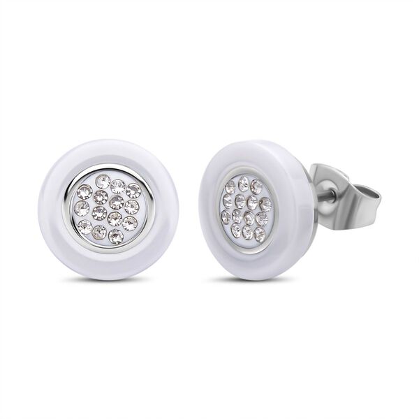 Wei&szlig;e Keramik-Kristall-Ohrstecker image number 0