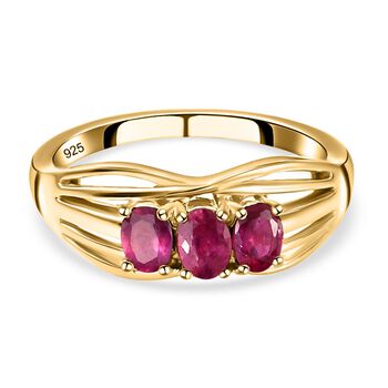 Afrikanischer Rubin (Fissure gef&uuml;llt)-Ring, 925 Silber vergoldet (Gr&ouml;&szlig;e 16.00) ca. 0.71 ct