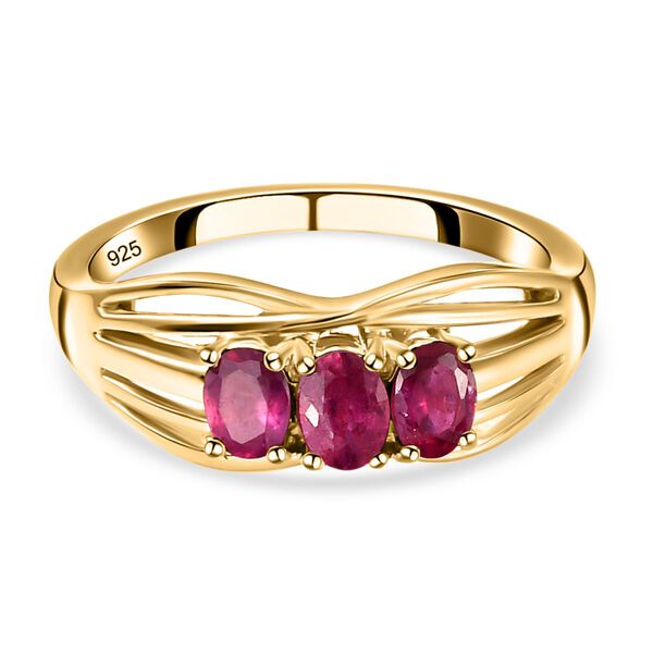 Afrikanischer Rubin-Ring, 925 Silber vergoldet, ca. 0.71 ct