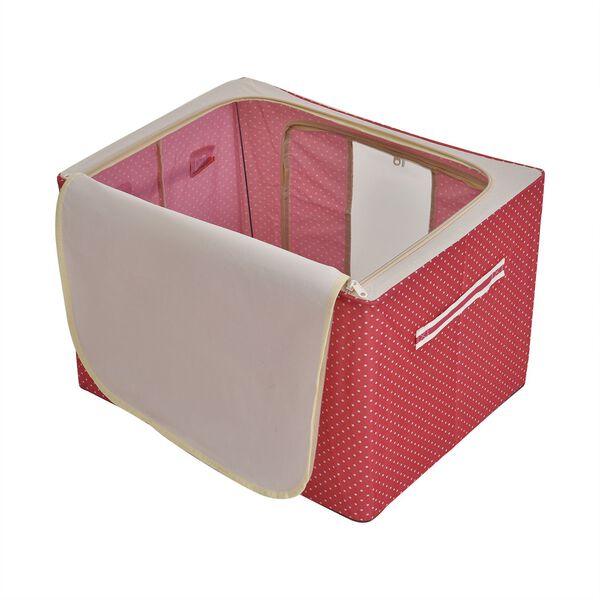 66L Aufbewahrungsbox mit Metallrahmen, Stapel- und faltbar, 50x40x33cm, Rot image number 5