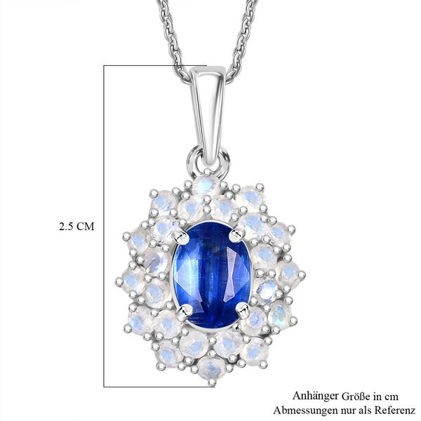 D'Joy AA Nat&uuml;rlicher Kaschmir Kyanit und Regenbogen Mondstein Anh&auml;nger mit 50cm Kette - 2,89 ct. image number 7