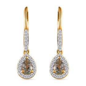 AAA Turkizit und Zirkon Ohrringe - 1,36 ct.