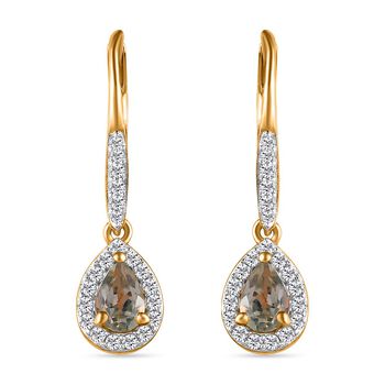 AAA Turkizit und Zirkon Ohrringe - 1,36 ct.