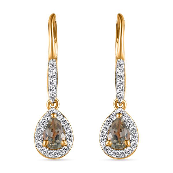 AAA Turkizit und Zirkon Ohrringe - 1,36 ct.