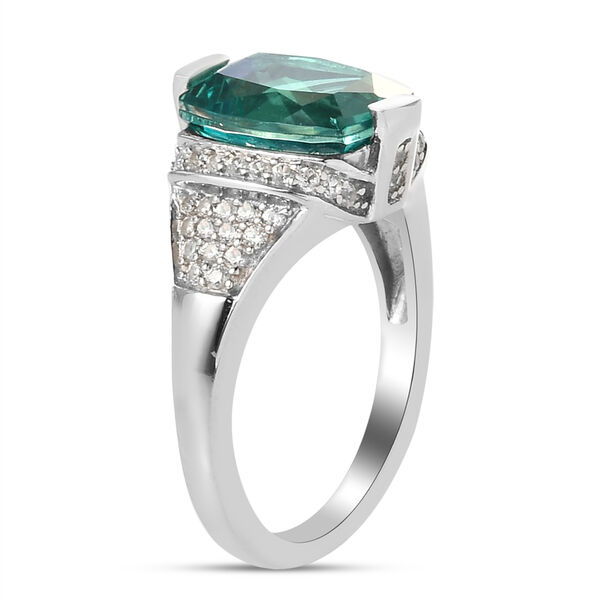 Pfau Triplett Quarz und Zirkon Ring 925 Silber platiniert image number 5