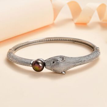 Pfau Perle und schwarzer Spinell-Armreif