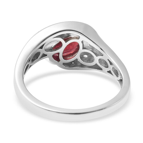 Afrikanischer Rubin (Fissure gefüllt) und Zirkon Ring 925 Silber rhodiniert image number 6